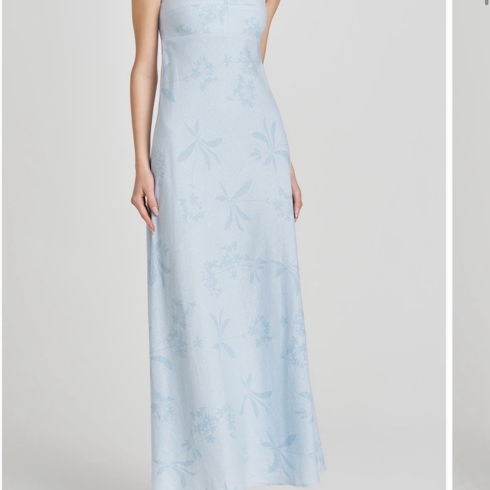 Elegant Light Blue Floral Maxi Dress